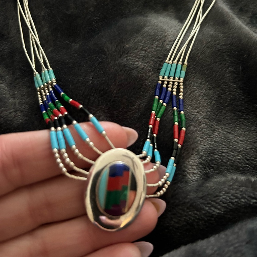 Multicolor Beaded Necklace with Silver Accents